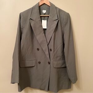 a new day Women's Gray / olive green Double-Breasted Blazer Size L